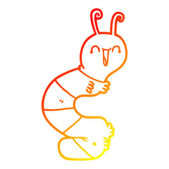 warm gradient line drawing cartoon happy caterpillar