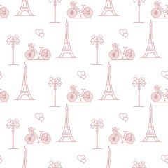 Fototapeta na wymiar Paris. Seamless pattern. Symbols and landmarks.