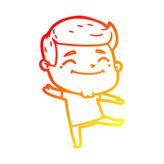 warm gradient line drawing happy cartoon man