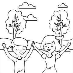 Teenager boy and girl cartoon design