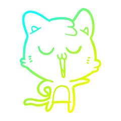 cold gradient line drawing cartoon cat singing