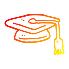 warm gradient line drawing cartoon graduation hat