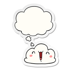 cute cartoon cloud and thought bubble as a printed sticker