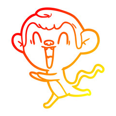 warm gradient line drawing cartoon laughing monkey