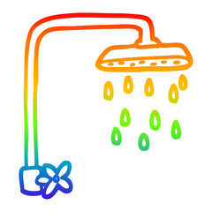rainbow gradient line drawing cartoon shower head