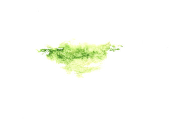 Hand painted watercolor illustration.  Abstract color splashing  in green colors  isolated on white background.
