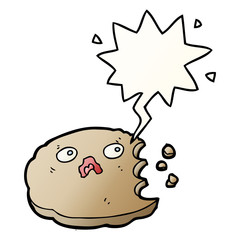 cartoon cookie and speech bubble in smooth gradient style