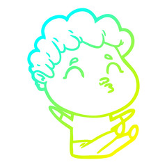 cold gradient line drawing cartoon man pouting