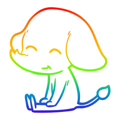rainbow gradient line drawing cute cartoon elephant sitting