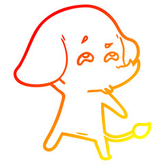 warm gradient line drawing cartoon elephant remembering
