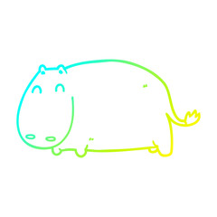 cold gradient line drawing cartoon hippo