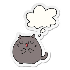 happy cartoon cat and thought bubble as a printed sticker