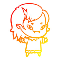 warm gradient line drawing cartoon friendly vampire girl