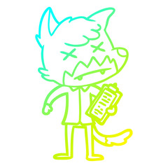 cold gradient line drawing cartoon dead fox