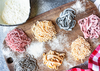 Cooking concept with italian homemade pasta