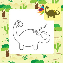 Cute cartoon dino coloring page