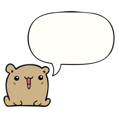 cute cartoon bear and speech bubble