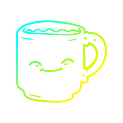 cold gradient line drawing cartoon coffee mug