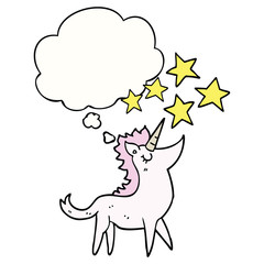 cartoon unicorn and thought bubble