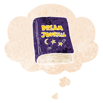 Cartoon Dream Journal And Thought Bubble In Retro Textured Style