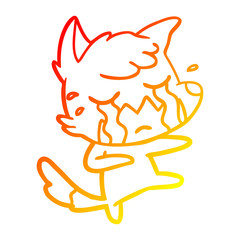 warm gradient line drawing crying fox cartoon dancing