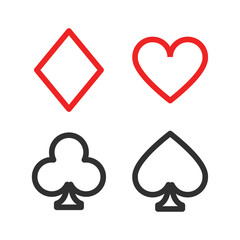 Heart, spade, club and diamond. Playing card suit icon template black color editable. Playing card suit symbol vector sign isolated on white background. Simple logo vector illustration for graphic and