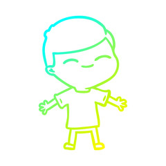 cold gradient line drawing cartoon smiling boy