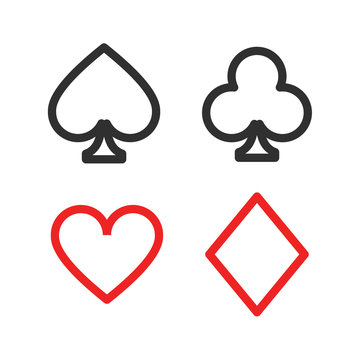 Heart, spade, club and diamond. Playing card suit icon template black color editable. Playing card suit symbol vector sign isolated on white background. Simple logo vector illustration for graphic and