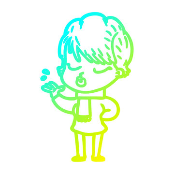 recommend clip art: cold gradient line drawing cartoon woman with eyes shut