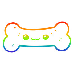 rainbow gradient line drawing cartoon bone