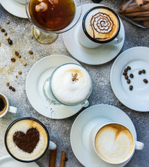 Variety of coffee drink types