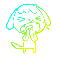 cold gradient line drawing cute cartoon dog barking