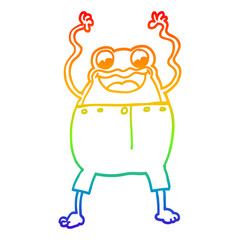 rainbow gradient line drawing cartoon frog