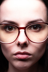 beautiful girl with glasses portrait studio