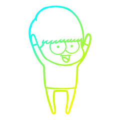 cold gradient line drawing happy cartoon boy