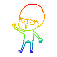 rainbow gradient line drawing cartoon happy boy