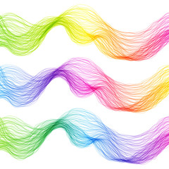 Set of Colorful Abstract Isolated Wave Lines for White Background. Creative Line Art.