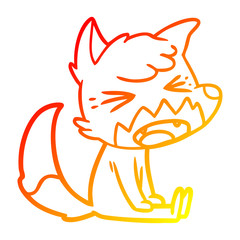 warm gradient line drawing angry cartoon fox sitting