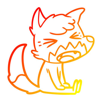 recommend clip art: warm gradient line drawing angry cartoon fox sitting