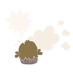 cute cartoon pie and speech bubble in retro style