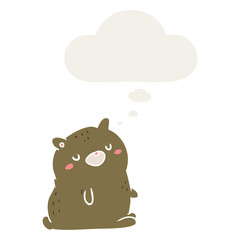 cartoon bear and thought bubble in retro style