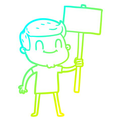 cold gradient line drawing cartoon friendly man