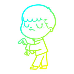 cold gradient line drawing cartoon grumpy boy