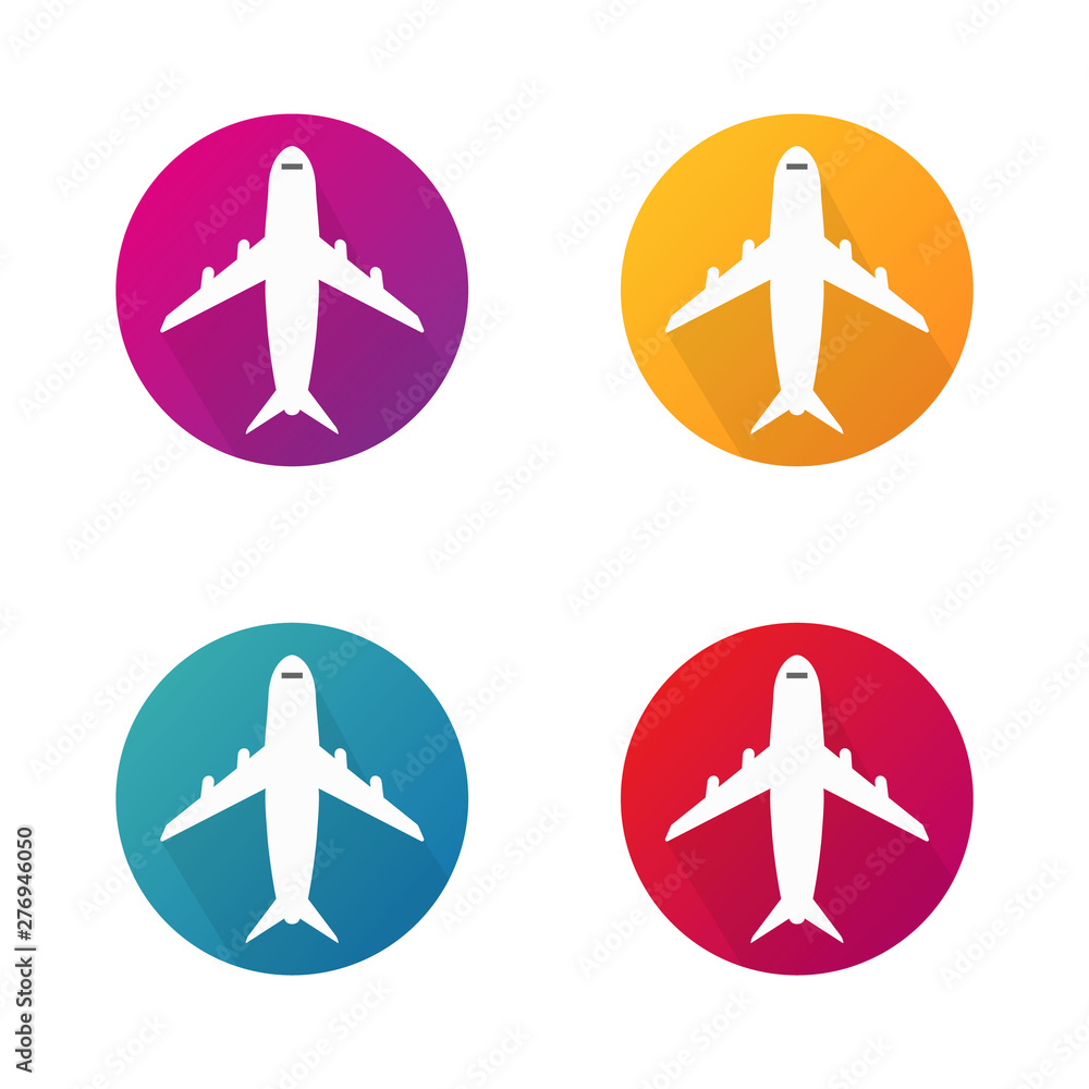 Poster airplane vector icons in circle. aircraft round vector buttons for website. vector eps 10