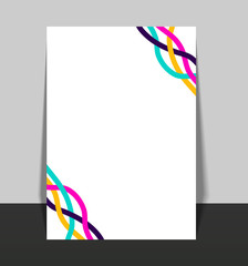 White flyer, template layout with colorful abstract waves. Report cover A4 business print template.vector eps 10