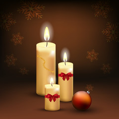  Festive abstract background, burning candles with a red bulb. Design element