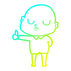 Fototapeta premium cold gradient line drawing cartoon bald man