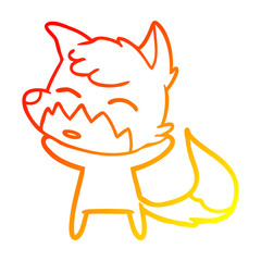 warm gradient line drawing cartoon fox