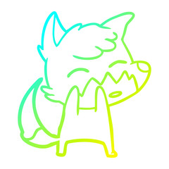 cold gradient line drawing cartoon fox
