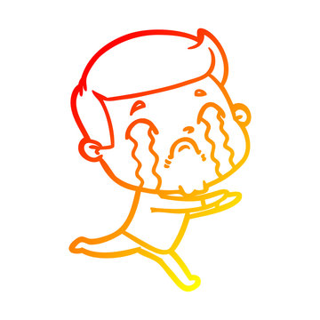 recommend clip art: warm gradient line drawing cartoon man crying